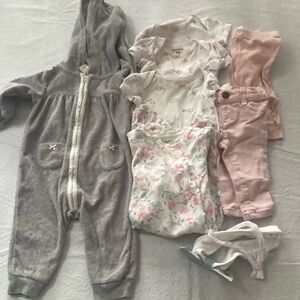 Carter's Gray Footies One Piece with Hood and Zipper